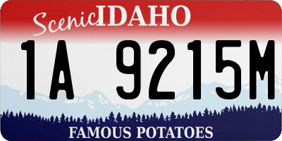 ID license plate 1A9215M