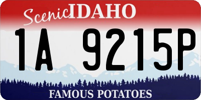 ID license plate 1A9215P