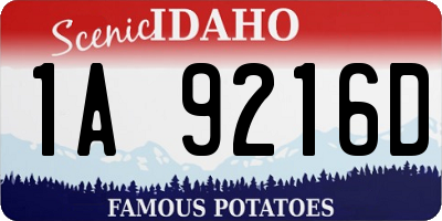 ID license plate 1A9216D