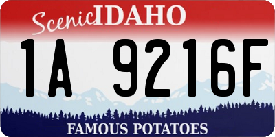 ID license plate 1A9216F