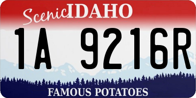 ID license plate 1A9216R