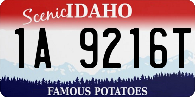 ID license plate 1A9216T