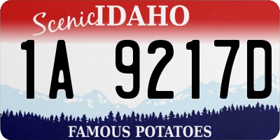 ID license plate 1A9217D