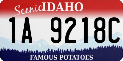 ID license plate 1A9218C