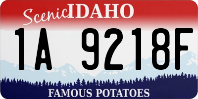 ID license plate 1A9218F