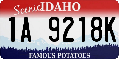 ID license plate 1A9218K