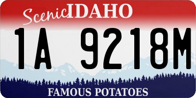 ID license plate 1A9218M