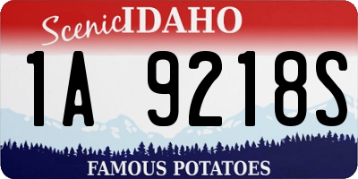 ID license plate 1A9218S