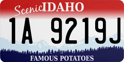 ID license plate 1A9219J