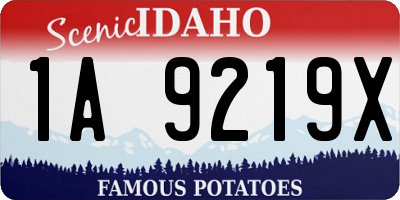 ID license plate 1A9219X