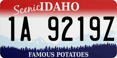 ID license plate 1A9219Z