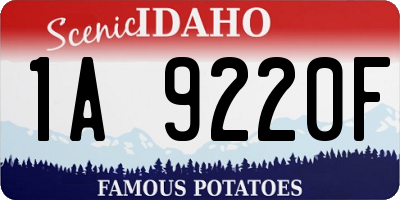 ID license plate 1A9220F