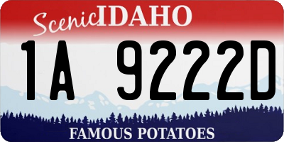 ID license plate 1A9222D