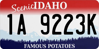 ID license plate 1A9223K