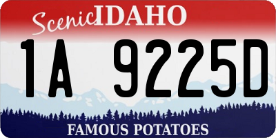 ID license plate 1A9225D