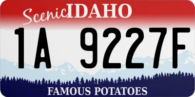 ID license plate 1A9227F