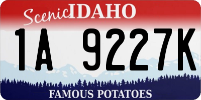 ID license plate 1A9227K