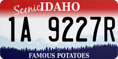 ID license plate 1A9227R