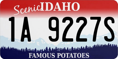 ID license plate 1A9227S