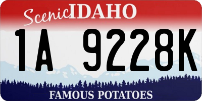ID license plate 1A9228K