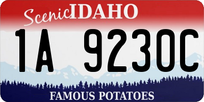 ID license plate 1A9230C
