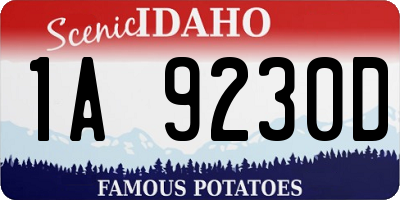 ID license plate 1A9230D