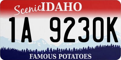 ID license plate 1A9230K