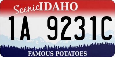 ID license plate 1A9231C