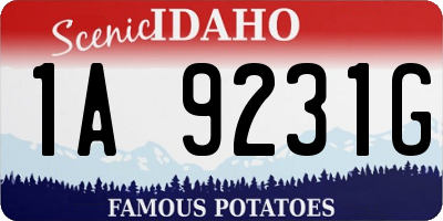 ID license plate 1A9231G