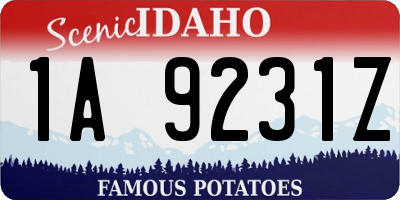 ID license plate 1A9231Z
