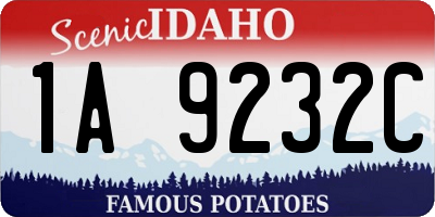 ID license plate 1A9232C