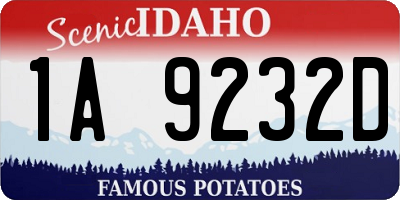 ID license plate 1A9232D