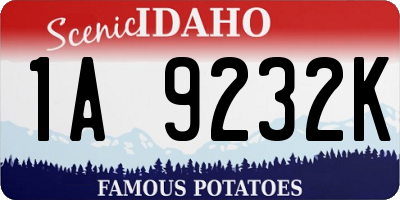 ID license plate 1A9232K