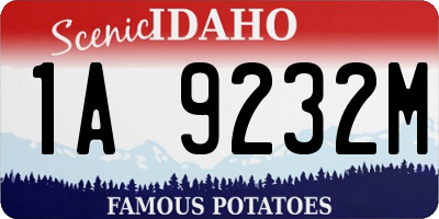 ID license plate 1A9232M
