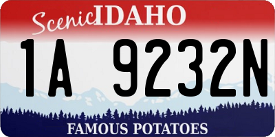 ID license plate 1A9232N