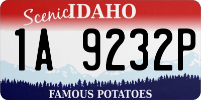 ID license plate 1A9232P