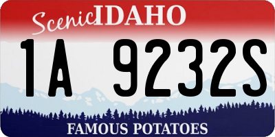 ID license plate 1A9232S
