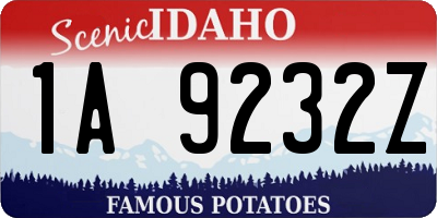 ID license plate 1A9232Z