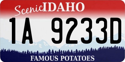 ID license plate 1A9233D