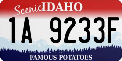 ID license plate 1A9233F