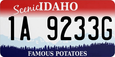 ID license plate 1A9233G