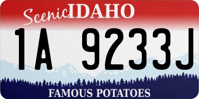 ID license plate 1A9233J