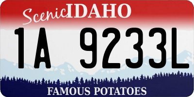 ID license plate 1A9233L