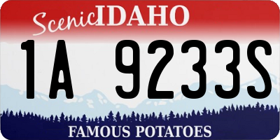 ID license plate 1A9233S