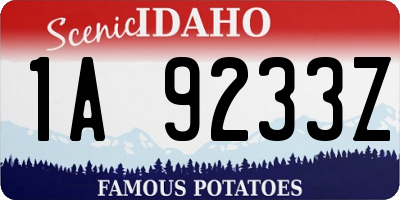 ID license plate 1A9233Z