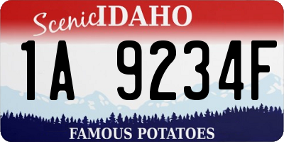 ID license plate 1A9234F