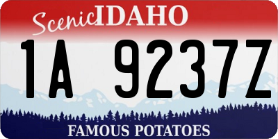 ID license plate 1A9237Z