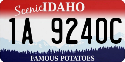 ID license plate 1A9240C