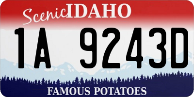 ID license plate 1A9243D