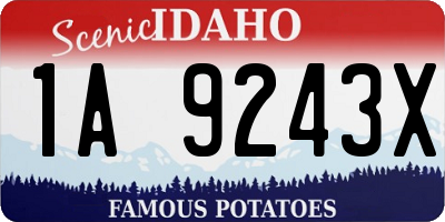 ID license plate 1A9243X